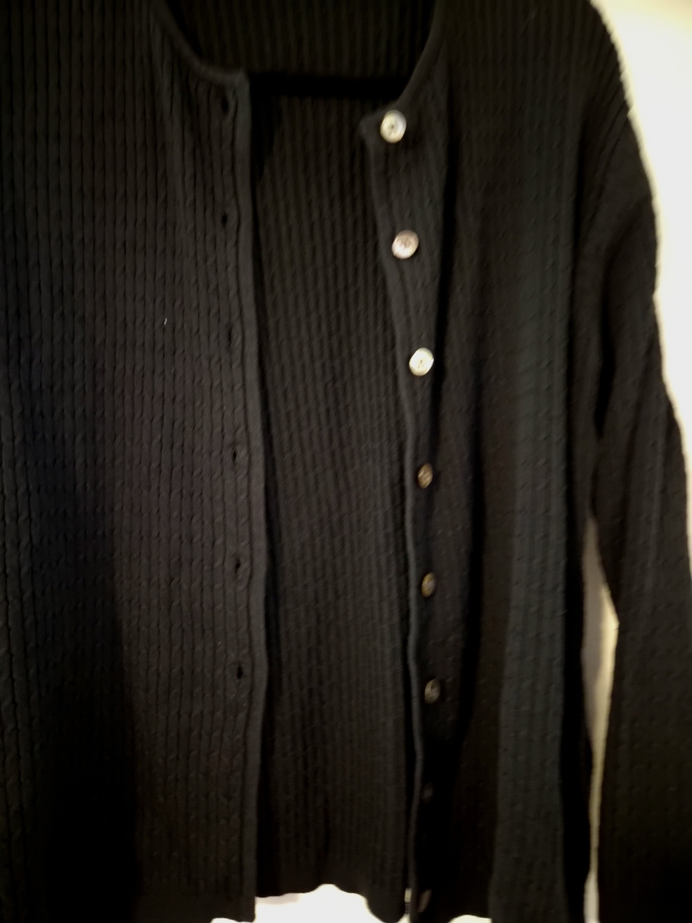 Career Collection Black Ribbed Button-Front Cardigan - Picture 2 of 4